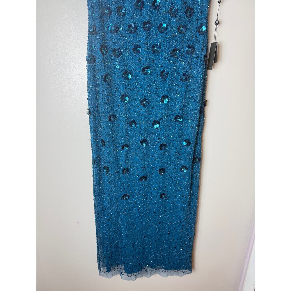 NWT Adrianna Papell Floral Beaded Blue Gown Mother of Bride Wedding Guest Dress - Picture 8 of 16